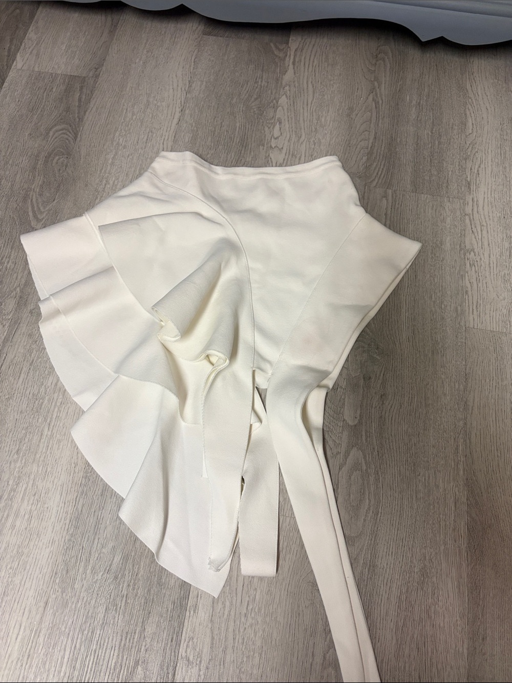Mugler White Asymmetrical Ruffle Top